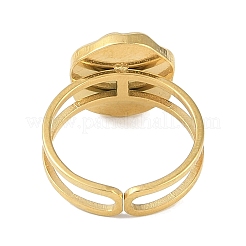Ion Plating(IP) 304 Stainless Steel Enamel Flat Round with Flower Cuff Finger Rings&nbsp;RJEW-L107-067G-02