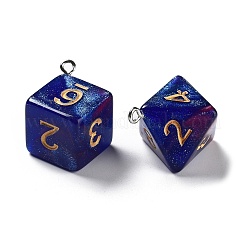 7 Styles Opaque Resin Polyhedral Dice Pendants Set&nbsp;RESI-A029-01U