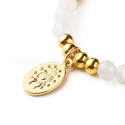 Round Natural White Jade Braided Bead Bracelet for Girl Women&nbsp;BJEW-JB06864-03