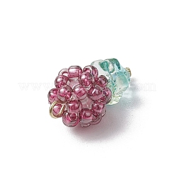 ガラスシードビーズペンダント  丸カン付き  花  パープル  20x12mm  穴：3mm&nbsp;PALLOY-MZ00593-05