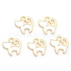 合金エナメルチャーム  猫の形  ライトゴールド  ホワイト  13x13x2mm  穴：1.8mm&nbsp;ENAM-S121-031D