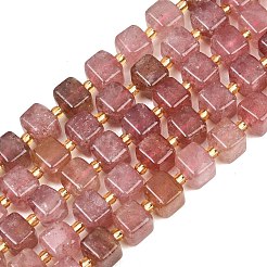天然石ストロベリークォーツビーズ連売り  キューブ  シードビーズで  8~8.5x8x7~8.5mm  穴：0.8mm  約39~40個/連  15.35~15.83''（39~40.2センチメートル）&nbsp;G-F832-A06-01A