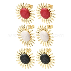 太陽の真鍮スタッドピアス  カドミウムフリー＆鉛フリー  18KGP本金メッキ  ラックめっき  長持ちメッキ  ミックスカラー  25mm&nbsp;EJEW-D352-02G