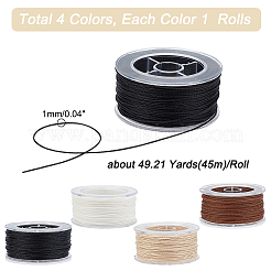 4 Rolls 4 Colors Round Waxed Polyester Cord&nbsp;YC-PH0002-38A