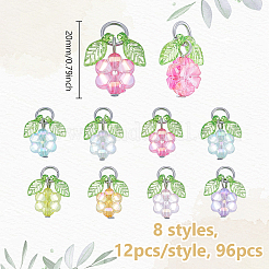 96個8スタイル透明アクリルパーツ  花  鉄パーツ  ミックスカラー  20mm  12個/スタイル&nbsp;PALLOY-NB00014