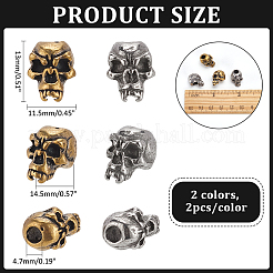 4Pcs 2 Colors Outdoor EDC Tool Brass Parachute Rope European Beads&nbsp;KK-NB0003-63