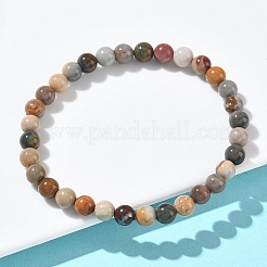 Natural Alashan Agate Round Beads Stretch Bracelets for Women&nbsp;BJEW-Z158-03M-04