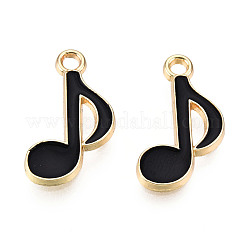 合金ペンダント  エナメル  音符  ライトゴールド  ブラック  20x12x2mm  穴：1.8mm&nbsp;X-ENAM-S119-057A-LG