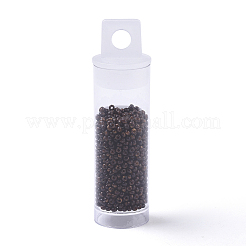 チェコガラスビーズ  ラウンドガラスシードビーズ  ベーキングペイントスタイル  ココナッツブラウン  11/0  2x1.2mm  穴：0.7mm  約10 G /ボトル&nbsp;SEED-R047-A-99110