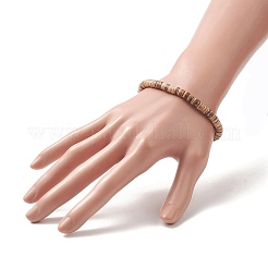 ココナッツ ビーズ ストレッチ ブレスレット メンズ レディース  キャメル  1/4インチ（0.55cm）  内径：1-7/8インチ（4.7cm）&nbsp;BJEW-JB09289