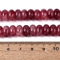 天然石ホワイトジェイドビーズ連売り  滑らかなロンデル  染め  サクランボ色  10~10.5x5.5~6mm  穴：0.7~1.2mm  約61~69個/連  14.37~15.55インチ（36.5~39.5cm）&nbsp;G-Q613-01F-31