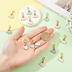 15Pcs 3 Colors Elephant Alloy Enamel Pendant Decorations&nbsp;HJEW-YW00428