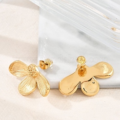 女性用304ステンレススチールスタッドピアス  花  ゴールドカラー  18x32.5mm&nbsp;EJEW-B114-05G