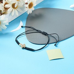 カップルの親友のためのクロスブラスマイクロパヴェキュービックジルコニア編組ビーズブレスレット  ミックスカラー  内径：5/8~3-1/8インチ（1.7~8cm）  2個/セット&nbsp;BJEW-JB06794