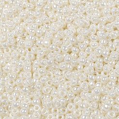 MIYUKIラウンドロカイユビーズ  日本製シードビーズ  （rr592)アンティークアイボリーパールセイロン  8/0  3mm  穴：1mm  約2111~2277個/50g&nbsp;SEED-X0055-RR0592