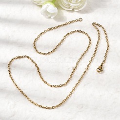 304ステンレススチールアズキチェーンネックレス  カニカン付き  ゴールドカラー  23.5インチ（59.7cm）  3x2.3mm&nbsp;STAS-O053-06G