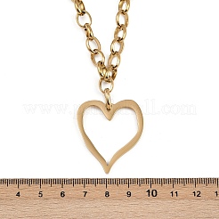 304 Stainless Steel Hollow Heart Pendant Necklaces for Women&nbsp;NJEW-F345-01G
