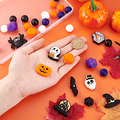 ハロウィンシリコンビーズ36種類18個  ミックスカラー  15~30x14~26x7~14mm  穴：2~3mm&nbsp;SIL-PH0001-28
