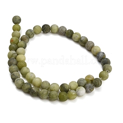 Frosted Natural Chinese Jade Southern Jade Beads Strands&nbsp;G-M248-8mm-06