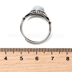 天然アクアマリンの指輪  真鍮製リング  アンティークシルバー  15mm  内径：17.5~18mm&nbsp;RJEW-A084-06AS-06