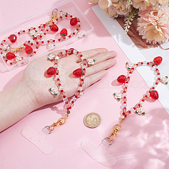 4Pcs Glass & Acrylic Mobile Straps&nbsp;HJEW-HY00119
