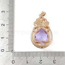 真鍮製ガラスチャーム  ティアドロップ  ライトゴールド  ミックスカラー  26.5x16x13.5mm  穴：2.5x2mm&nbsp;RGLA-M002-01G