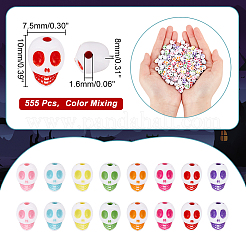 ハロウィーン用不透明樹脂ビーズ 150g  スカル  ミックスカラー  7.5x10x8mm  穴：1.6mm&nbsp;FIND-AR0002-64