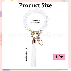 Acrylic & Zine Alloy & PU Pendant Decoration&nbsp;KEYC-WH0052-01B