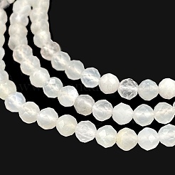 天然ホワイトムーンストーンビーズ連売り  多面カット  ラウンド  3.75mm  穴：0.6mm  約114~115個/連  15.47''~15.55''（39.3~39.5センチメートル）&nbsp;G-Z058-A01-01