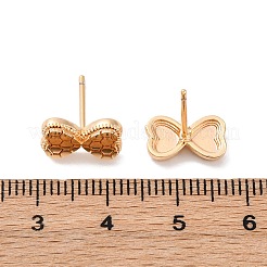 真鍮製スタンドピアス  蝶結び  18KGP本金メッキ  7x11.5mm&nbsp;EJEW-D288-16G