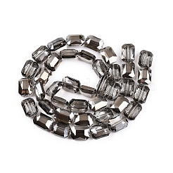 電気メッキ透明ガラスビーズ連売り  半分メッキ  多面カット  長方形  キャメル  18x13x7.8mm  穴：1mm  約40個/連  28.74インチ（73cm）&nbsp;EGLA-WH0005-02C-06