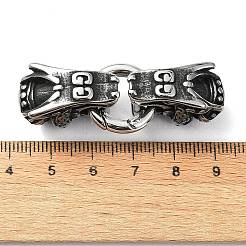 Tibetan Style 304 Stainless Steel Spring Gate Rings&nbsp;FIND-Z046-04AS-02