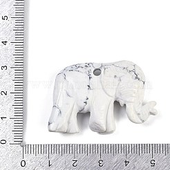 天然ハウライト彫刻ペンダント  象のチャーム  27~32.5x38~45x7.5~10mm  穴：3.5mm&nbsp;G-K383-15B