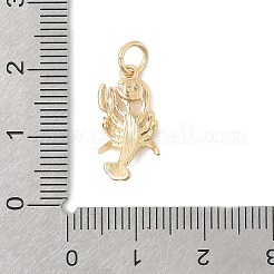 304ステンレススチールラインストーンペンダント  丸カン付き  海洋生物  ゴールドカラー  エビ  18x9x3mm  穴：3mm&nbsp;STAS-V013-02E-G