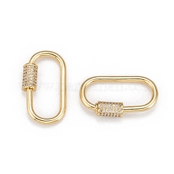 Brass Micro Pave Cubic Zirconia Screw Carabiner Lock Charms&nbsp;ZIRC-G160-21G