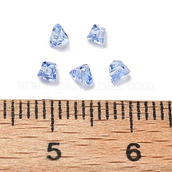 ガラスビーズ100個1セット  三角ビーズ  ダイヤモンドビーズ 透明の尖ったビーズ  コーンフラワーブルー  3x3x2mm  穴：0.8mm  約100個/セット&nbsp;GLAA-D300-02G