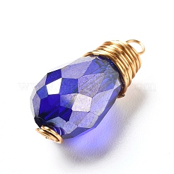電気メッキガラスチャーム  ABカラーメッキ  銅線と  ティアドロップ  ミックスカラー  21x19mm  穴：2.4mm&nbsp;PALLOY-JF00899