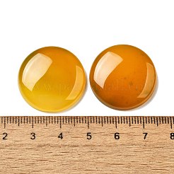 天然黄色の瑪瑙のカボション  染めて加熱したもの  フラットラウンド  25x8mm&nbsp;G-E492-I-01