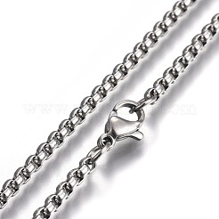 Non-Tarnish 304 Stainless Steel Box Chain Necklaces&nbsp;NJEW-O110-05G-P