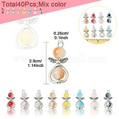 40Pcs 8 Colors Angel Glass Pendants. with Alloy Findings&nbsp;PALLOY-FS00027