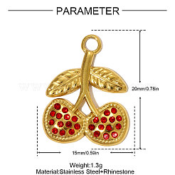 304 Stainless Steel Rhinestone Pendants&nbsp;STAS-OY005-44G