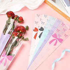 Bowknot Print Transparent PE Cone Flower Sleeves&nbsp;ABAG-FZC0002-001F