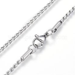 Non-Tarnish 304 Stainless Steel Twisted Chain Necklaces&nbsp;NJEW-D285-22P