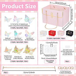 16Pcs 4 Colors Handbag Shaped Paper Flower Packing Bags with Golden Tone Alloy Chains&nbsp;CARB-NB0001-17
