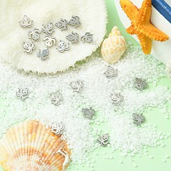 304ステンレススチールチャーム  タコ  ステンレス鋼色  9x10x1mm  穴：1mm&nbsp;STAS-CJC0008-06P