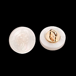 1穴樹脂合金シャンクボタン  模様付きのフラットラウンド  ゴールドカラー  貝殻色  11~11.5x6.5~7mm  穴：3x2mm&nbsp;FIND-B065-03G-09