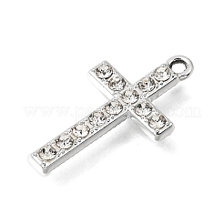 UVメッキ合金クリスタルラインストーンペンダント  クロスチャーム  プラチナ  16x21x3mm  穴：1.7mm&nbsp;RB-CBAD37D-31P