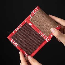 猫と魚の香炉  香立て  ホームオフィス茶屋禅仏教用品  竹編みマット付き  ホワイト  70x63x82mm&nbsp;PW-WG051BB-01