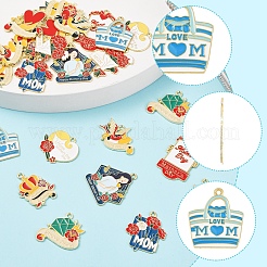 24Pcs 12 Styles Mother's Day Theme Alloy Enamel Pendants&nbsp;ENAM-FS0002-77