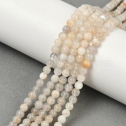 天然ホワイトムーンストーンビーズ連売り  ラウンド  4mm  穴：1mm  約90個/連  15.35インチ（39cm）&nbsp;X-G-D294-4mm-01